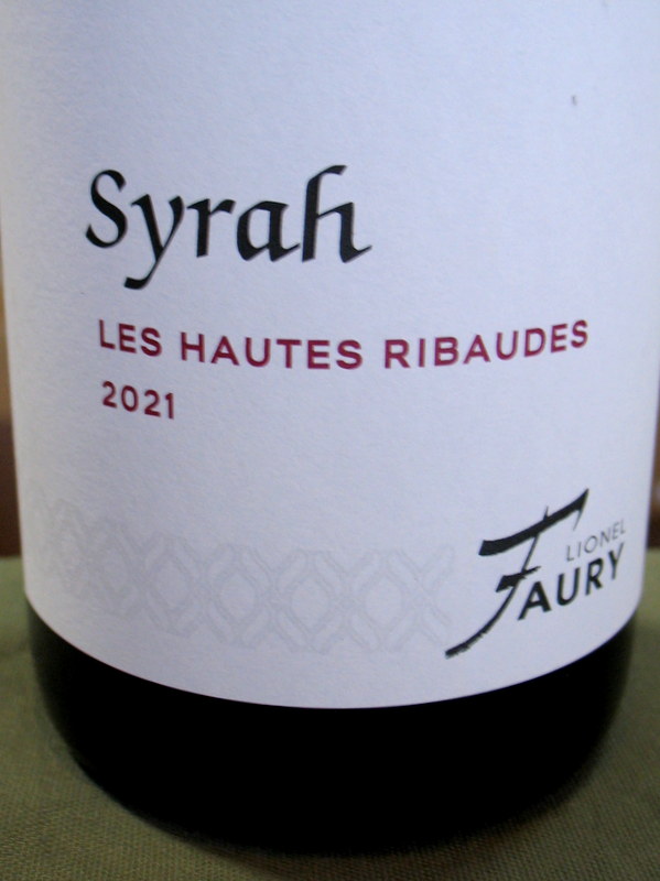 Lionel Faury Syrah Les Hautes Ribaudes 2021 - Click Image to Close